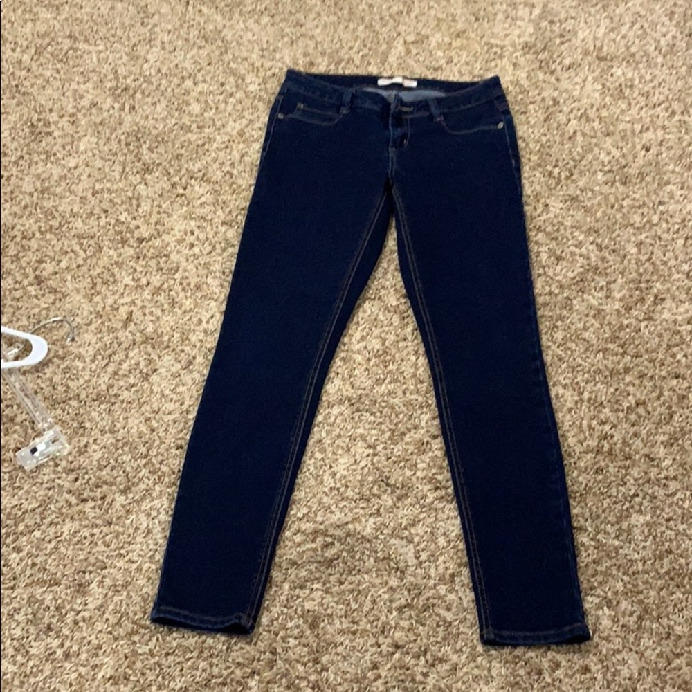 Straight leg blue jeans